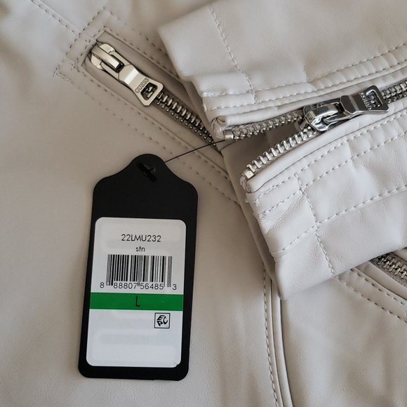 NEW GUESS FAUX LEATHER FRONT ZIP JACKET - Picture 12 of 12